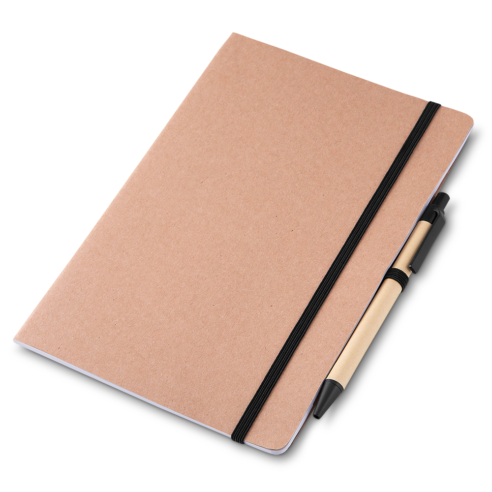 Caderno A5 capa em papel Kraft com caneta