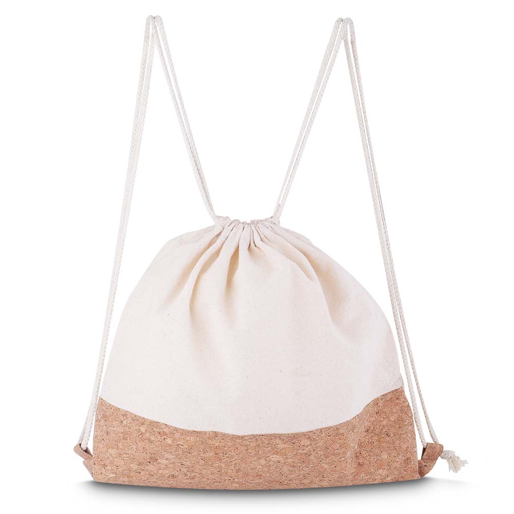 Sacola/Mochila em Algodão e Cortiça 140g/m² (39x37x8,5cm)