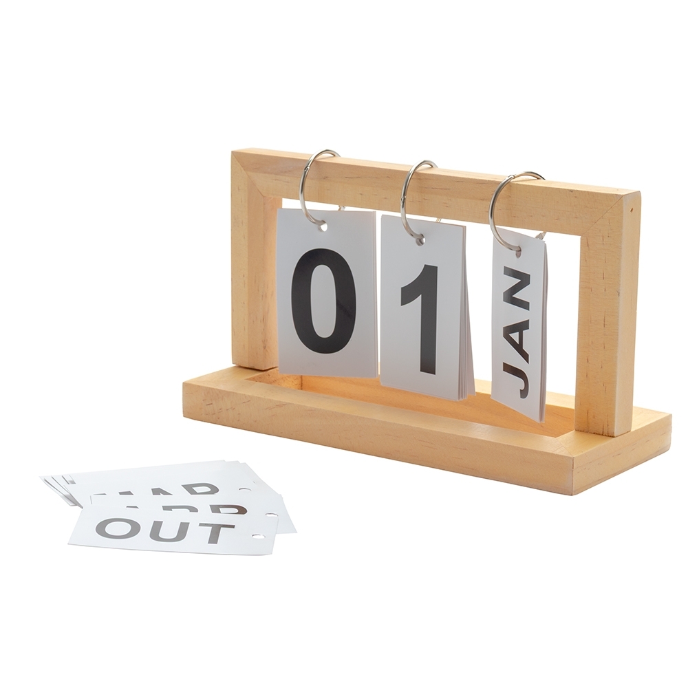 CALENDÁRIO DE MESA DE MADEIRA 20*12*8,5CM