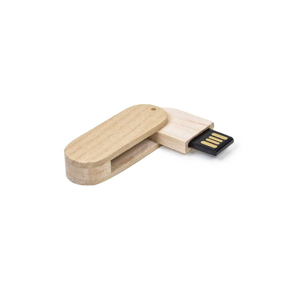PEN DRIVE MADEIRA OVAL 4 GB GIRATÓRIO 